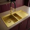 Pure.Sink Exclusivo Gold 1.5 sink with draining board 100x52 cm Tapwing left PEX3418100LT-60